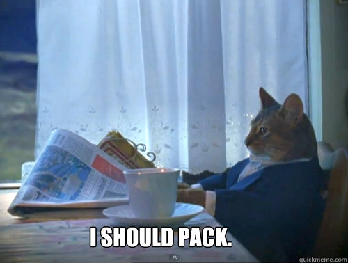  I should pack.  The One Percent Cat