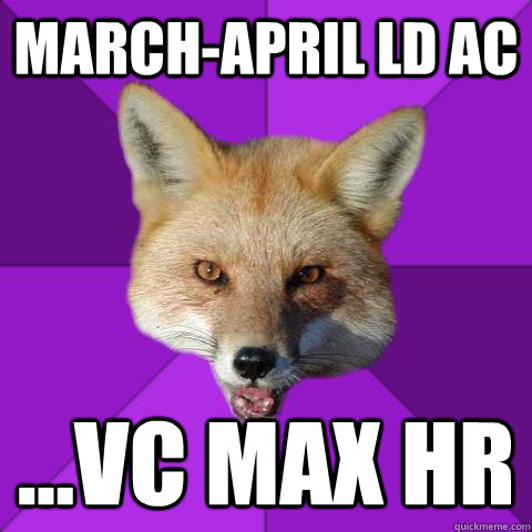 March-April LD AC ...vc max HR   Forensics Fox