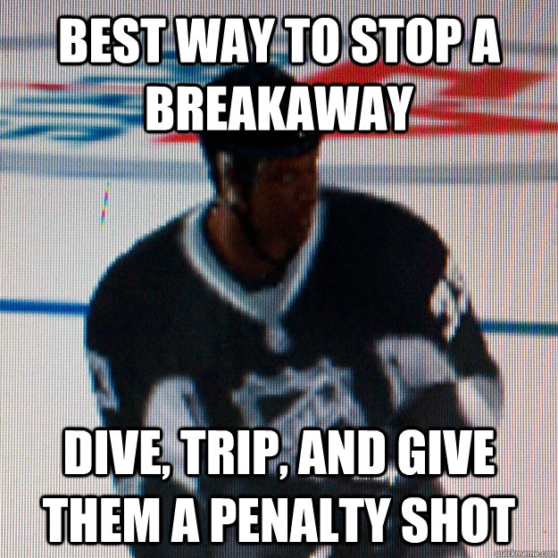 Best way to stop a breakaway dive, trip, and give them a penalty shot  