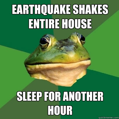Earthquake shakes entire house sleep for another hour   Foul Bachelor Frog