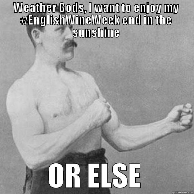 Fighting Friday - WEATHER GODS, I WANT TO ENJOY MY #ENGLISHWINEWEEK END IN THE SUNSHINE OR ELSE overly manly man