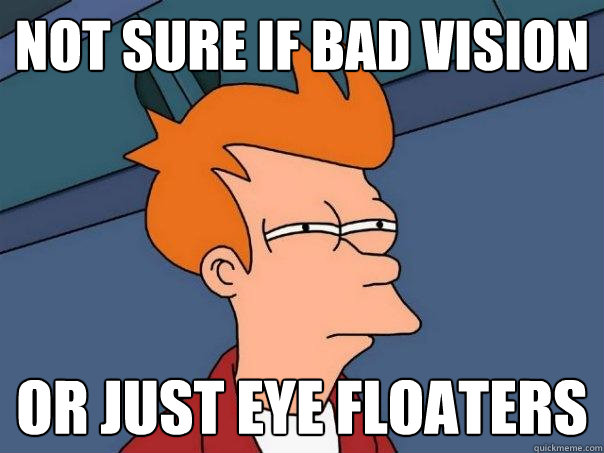 Not sure if bad vision Or just eye floaters - Not sure if bad vision Or just eye floaters  Futurama Fry