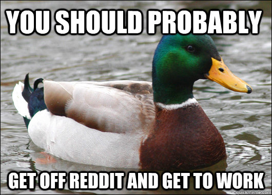 You should probably get off reddit and get to work - You should probably get off reddit and get to work  Actual Advice Mallard