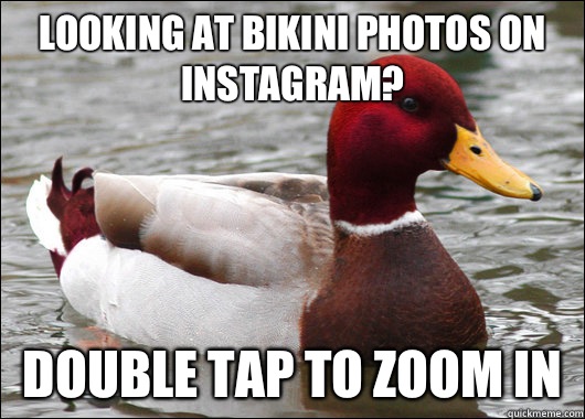 Looking at bikini photos on Instagram? Double tap to zoom in  Malicious Advice Mallard