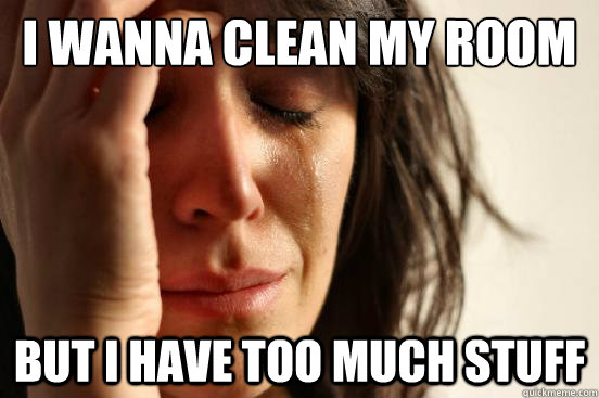 I wanna clean my room but i have too much stuff  First World Problems