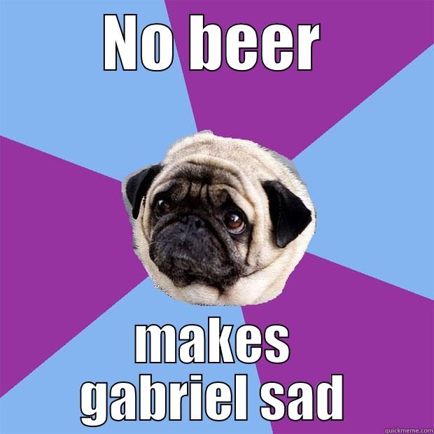 NO BEER MAKES GABRIEL SAD Lonely Pug