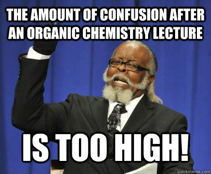 The amount of confusion after an Organic Chemistry lecture is too high!  Too Damn High