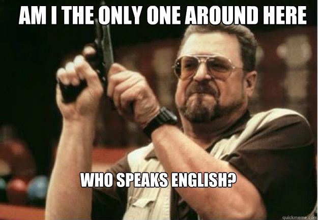 AM I THE ONLY ONE AROUND HERE who speaks English?  