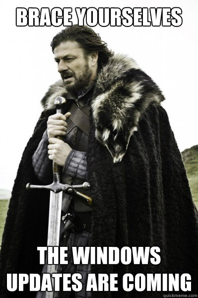 Brace yourselves The windows updates are coming  Brace Steve