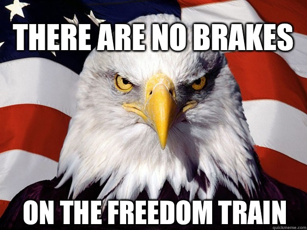 There are no brakes On the freedom train  Patriotic Eagle