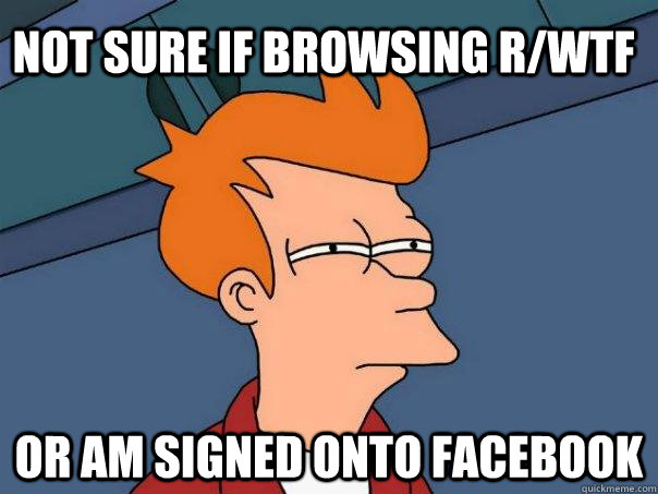 not sure if browsing r/WTF or am signed onto Facebook  Futurama Fry