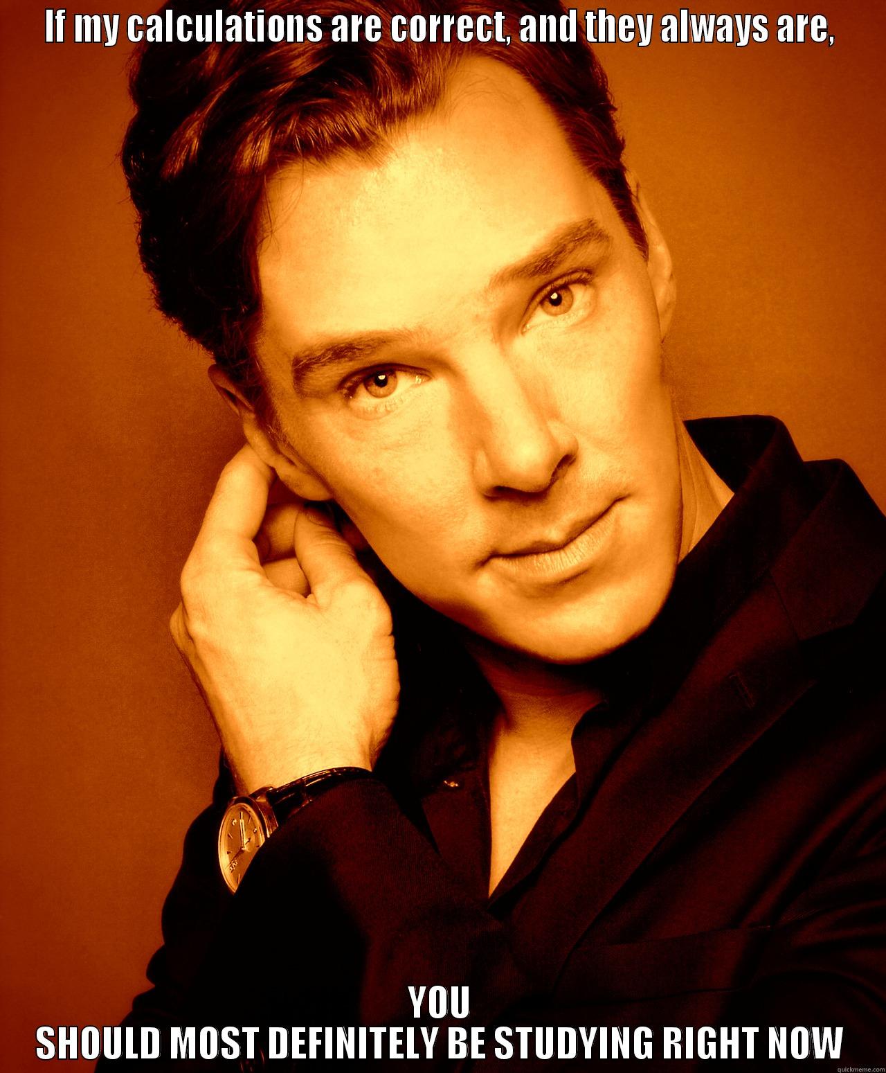 IF MY CALCULATIONS ARE CORRECT, AND THEY ALWAYS ARE, YOU SHOULD MOST DEFINITELY BE STUDYING RIGHT NOW Misc