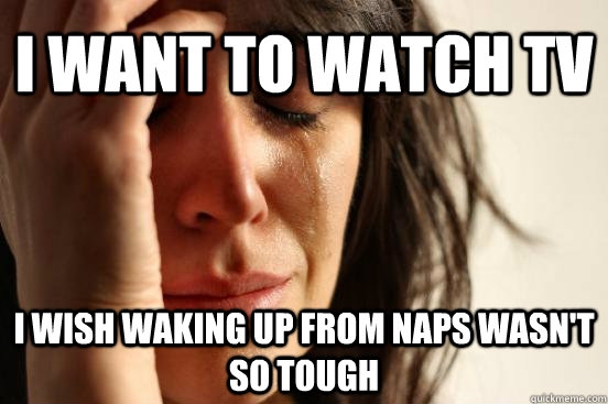 I want to watch tv I wish waking up from naps wasn't so tough  First World Problems