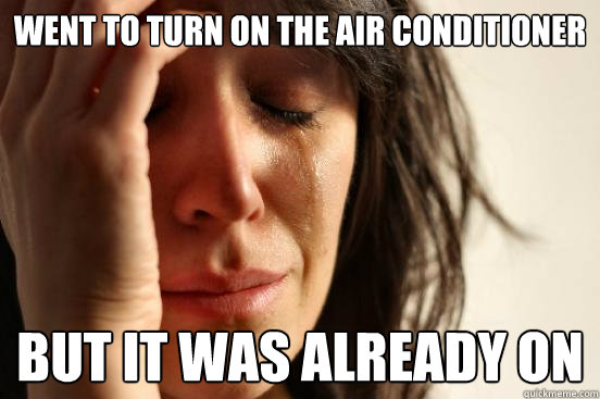 Went to turn on the air conditioner but it was already on  First World Problems