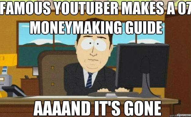 Famous Youtuber makes a 07 moneymaking guide AAAAND IT'S gone  aaaand its gone
