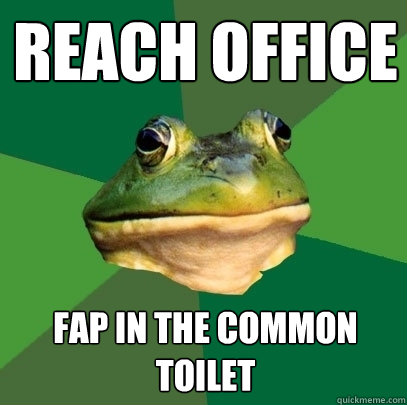 Reach office Fap in the common toilet  Foul Bachelor Frog
