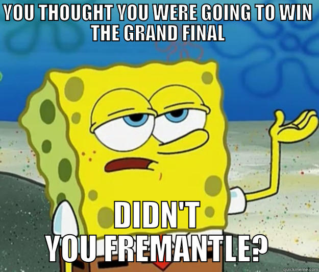YOU THOUGHT YOU WERE GOING TO WIN THE GRAND FINAL DIDN'T YOU FREMANTLE? Tough Spongebob
