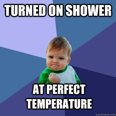 turned on shower at perfect temperature  Success Kid