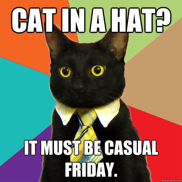 Cat in a hat? It must be casual Friday.  