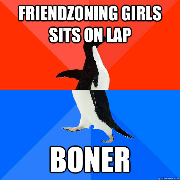 Friendzoning girls sits on lap boner  Socially Awesome Awkward Penguin