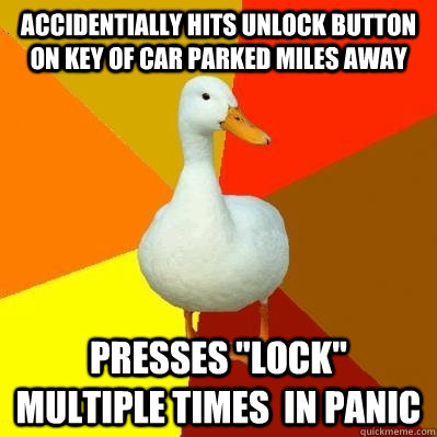 accidentially hits unlock button on key of car parked miles away presses 