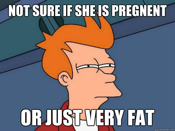 not sure if she is pregnent  or just very fat Caption 3 goes here  Not sure Fry