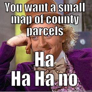 YOU WANT A SMALL MAP OF COUNTY PARCELS HA HA HA NO Condescending Wonka
