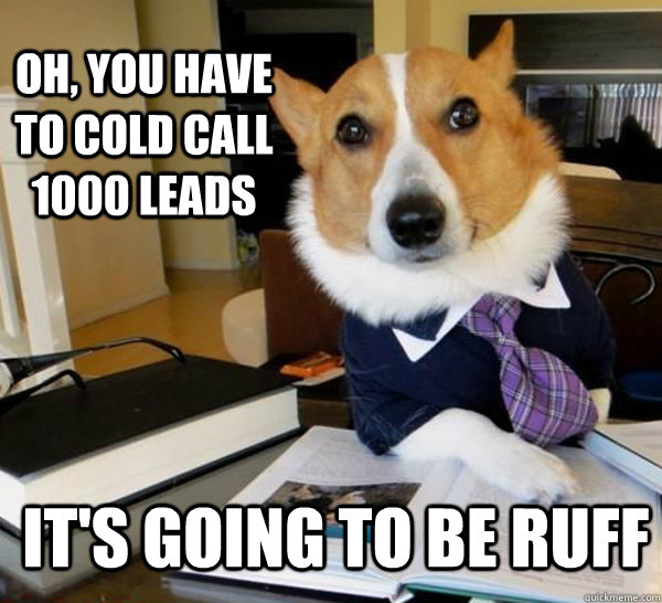 Oh, you have to cold call 1000 leads It's going to be Ruff - Oh, you have to cold call 1000 leads It's going to be Ruff  Lawyer Dog