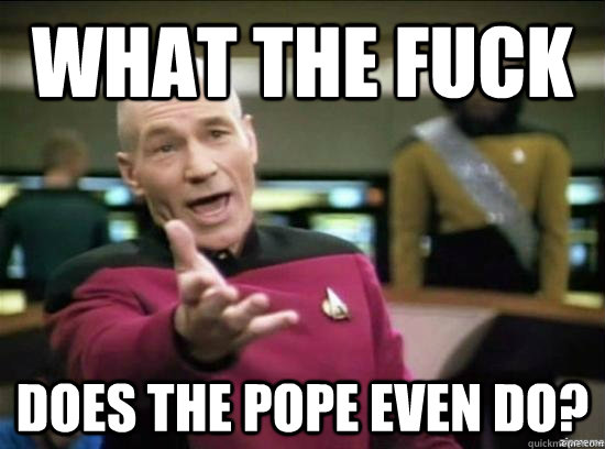 What the fuck does the pope even do?  Annoyed Picard HD