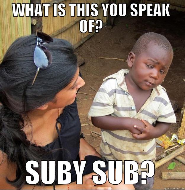 WHAT IS THIS YOU SPEAK OF? SUBY SUB? Skeptical Third World Kid