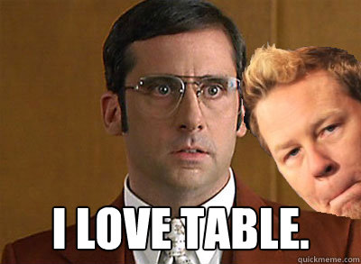  I love table.  