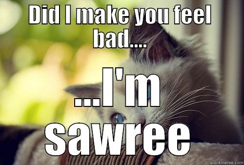 DID I MAKE YOU FEEL BAD.... ...I'M SAWREE First World Problems Cat