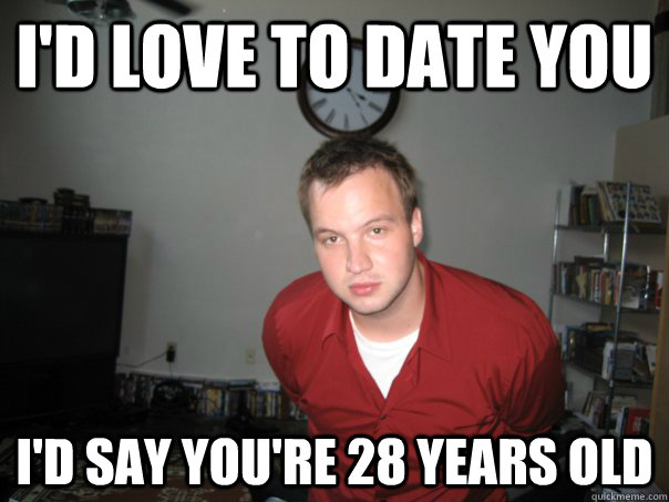 I'd love to date you I'd say you're 28 years old  