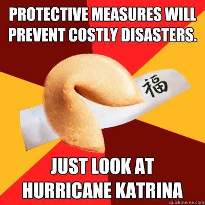Protective measures will prevent costly disasters.
 Just look at hurricane Katrina  
