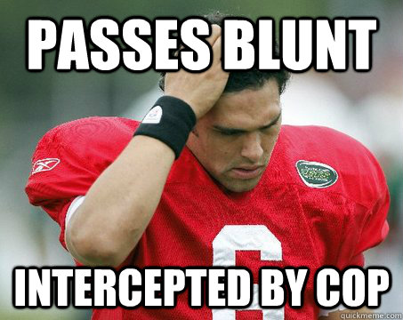 passes blunt intercepted by cop  Off The Mark Sanchez