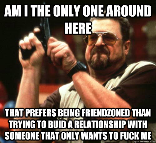 Am i the only one around here that prefers being friendzoned than trying to buid a relationship with someone that only wants to fuck me  Am I The Only One Around Here