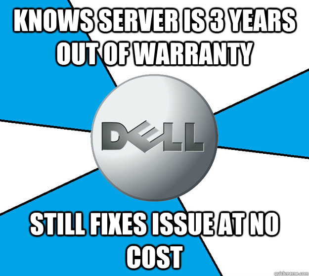 Knows server is 3 years out of warranty still fixes issue at no cost  