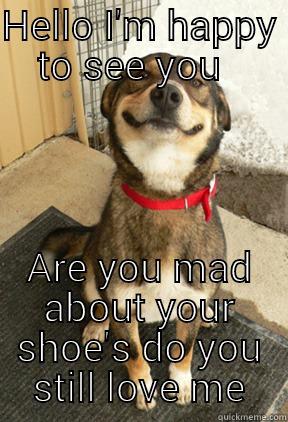 HELLO I'M HAPPY TO SEE YOU   ARE YOU MAD ABOUT YOUR SHOE'S DO YOU STILL LOVE ME Good Dog Greg
