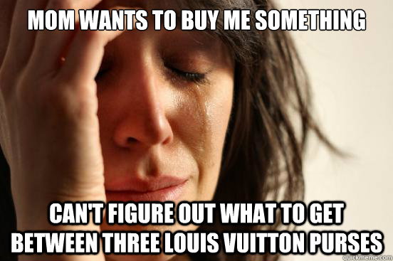 Mom wants to buy me something Can't figure out what to get between three Louis Vuitton purses  First World Problems