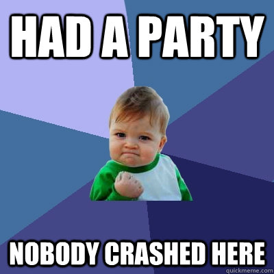had a party nobody crashed here  Success Kid