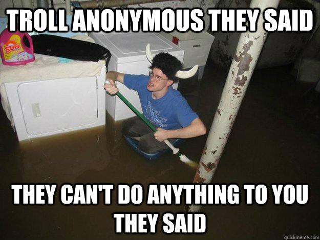 Troll Anonymous they said They can't do anything to you they said  Laundry Room Viking