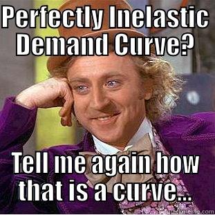 PERFECTLY INELASTIC DEMAND CURVE? TELL ME AGAIN HOW THAT IS A CURVE... Condescending Wonka
