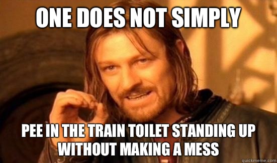One Does Not Simply Pee in the train toilet standing up without making a mess  Boromir