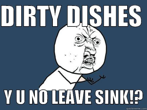 DIRTY DISHES    Y U NO LEAVE SINK!? Y U No