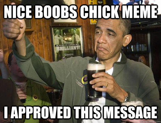 Nice boobs chick meme I Approved this message  Upvoting Obama