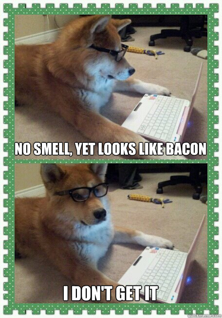 No smell, yet looks like bacon I don't get it  hello