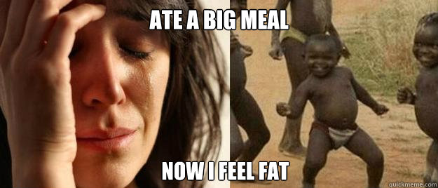 Ate a big meal now I feel fat - Ate a big meal now I feel fat  First World Problems  Third World Success