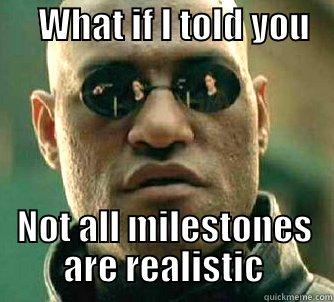     WHAT IF I TOLD YOU       NOT ALL MILESTONES ARE REALISTIC Matrix Morpheus