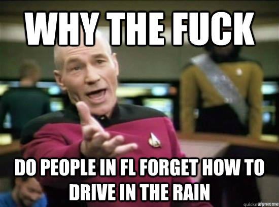 Why the fuck Do people in FL forget how to drive in the rain  Annoyed Picard HD