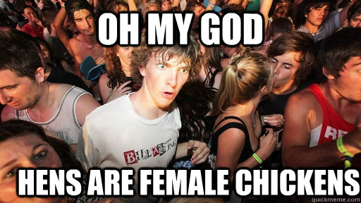 oh my god hens are female chickens  Sudden Clarity Clarence